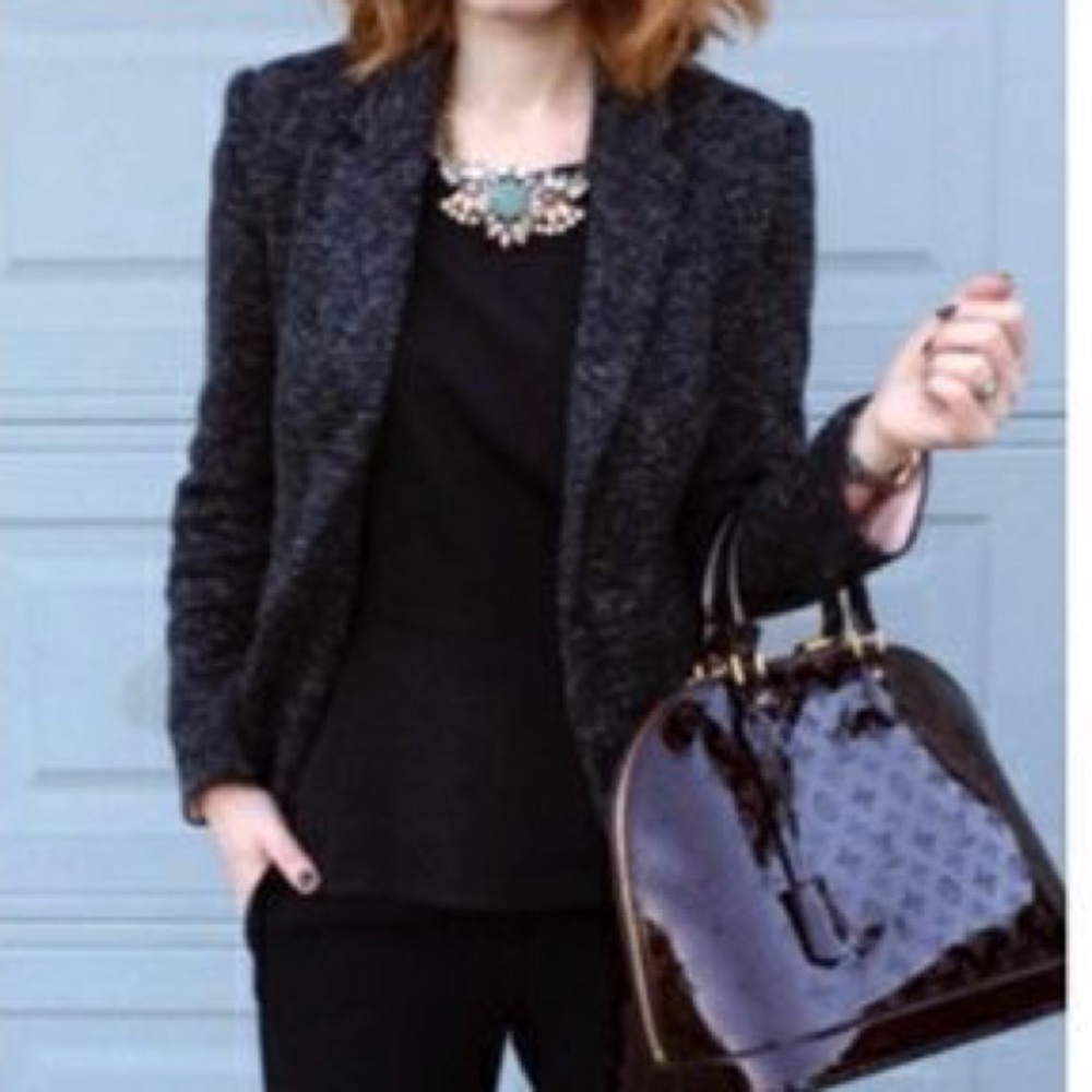 Anthropologie Cartonnier Black Dashes Knit Blazer